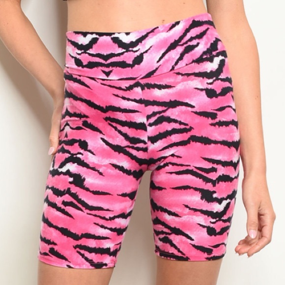Pink & black zebra print biker shorts, NEW!